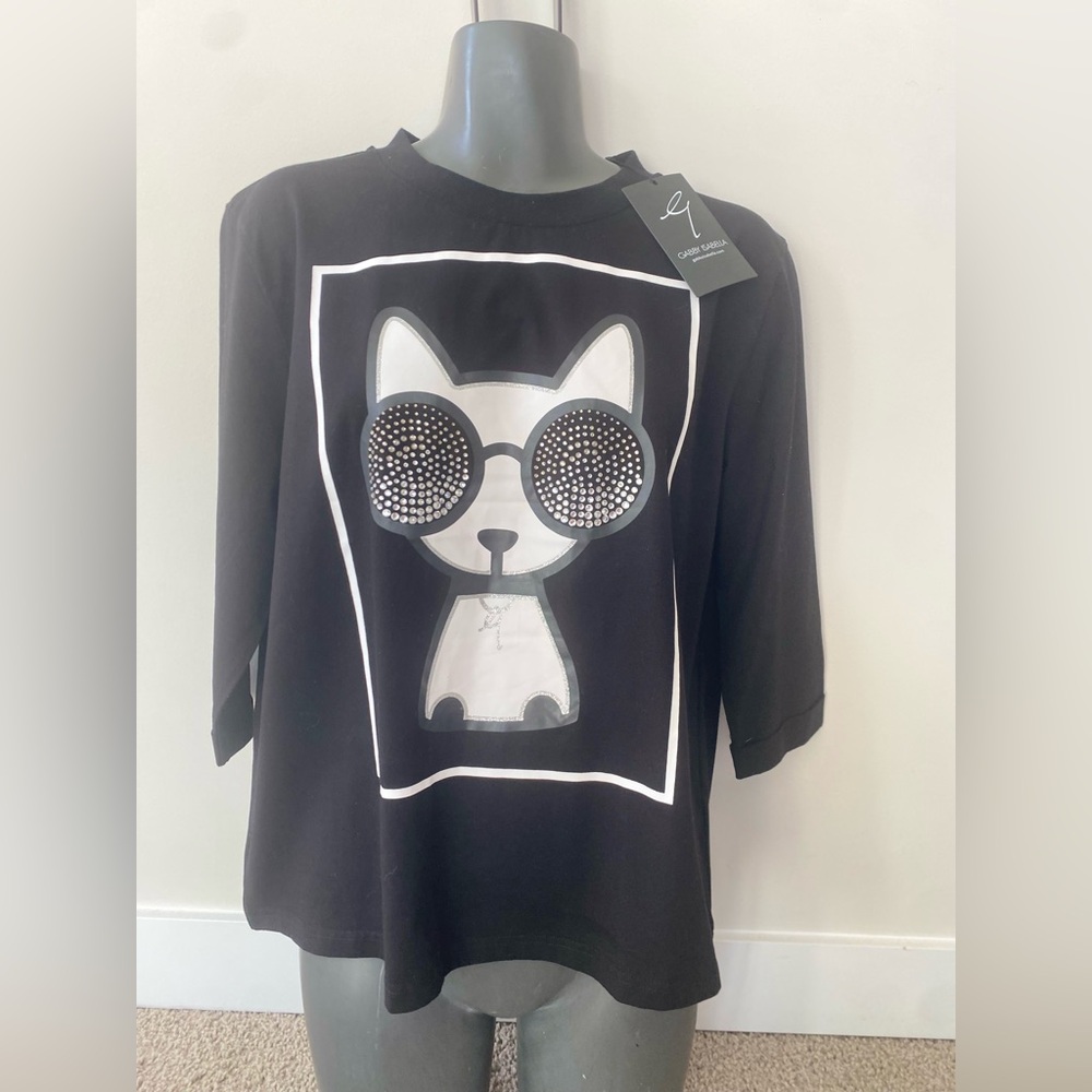 Gabby Isabella Black and White Cat tee. Woman’s size small/ brand new with tags - Picture 2 of 14
